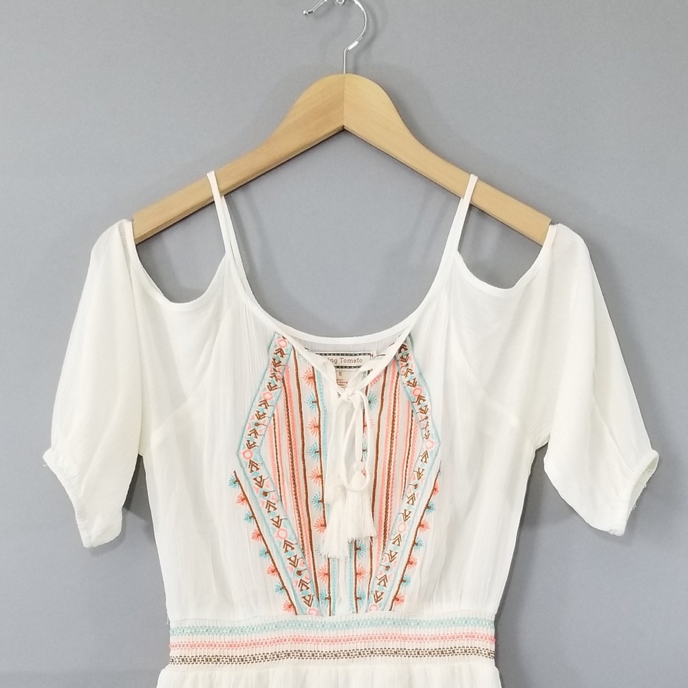 Flying Tomatoe Ivory Cold Shoulder Boho Dress - Picture 3 of 6